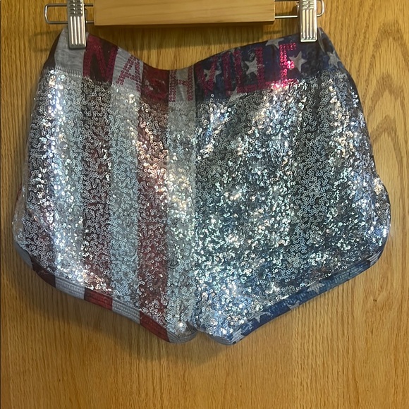 Nashville Sequin American Flag Women's Shorts NWT Size Small Sparkle 4th of July - Picture 3 of 7